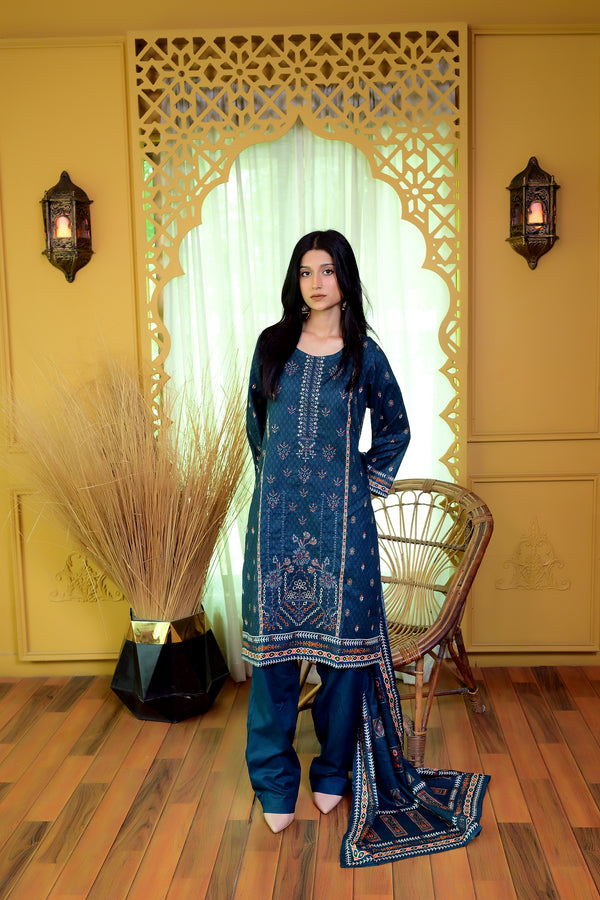 Embiodery Stitched Kurta Dupatta Trouser-0005