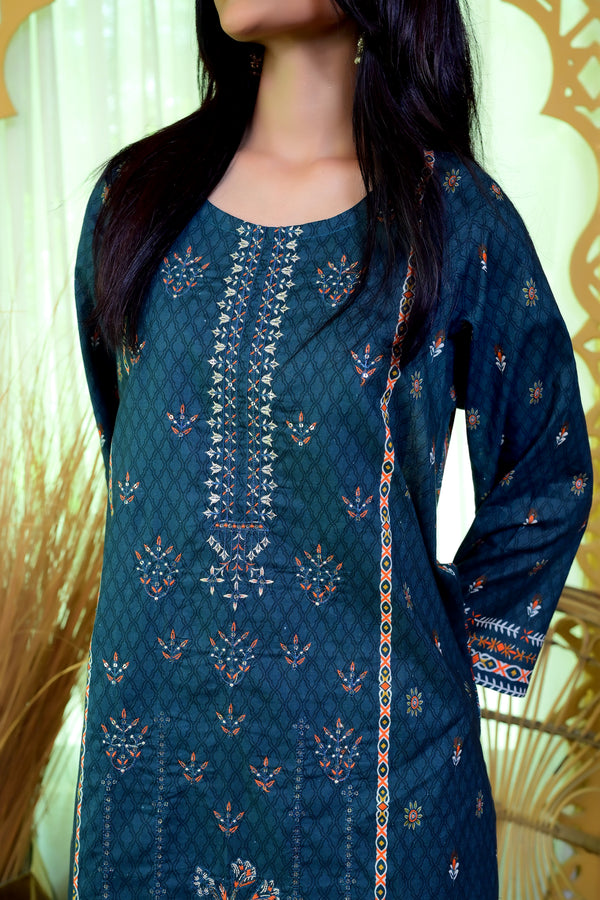 Embiodery Stitched Kurta Dupatta Trouser-0005