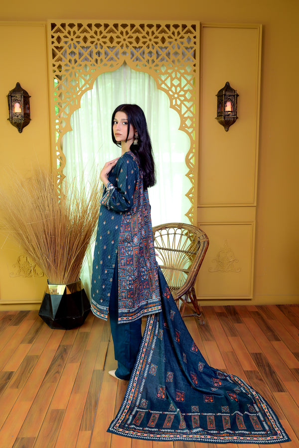 Embiodery Stitched Kurta Dupatta Trouser-0005
