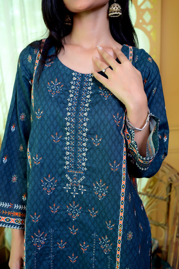 Embiodery Stitched Kurta Dupatta Trouser-0005