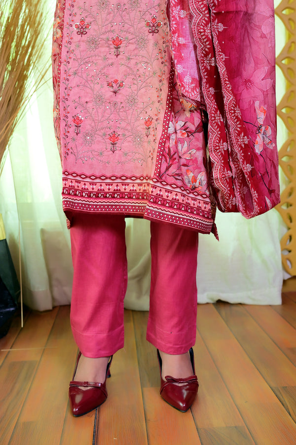 Embiodery Stitched Kurta Dupatta Trouser-0006