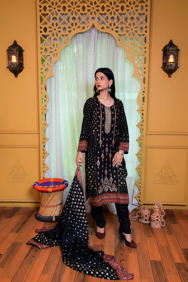 Embiodery Stitched Kurta Dupatta Trouser-0024