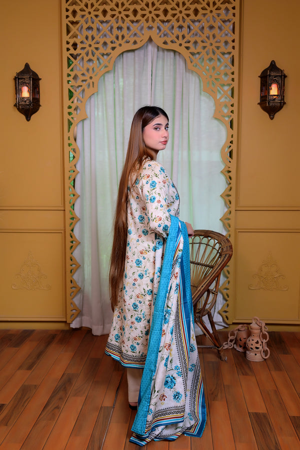 Embiodery Stitched Kurta Dupatta Trouser-0021