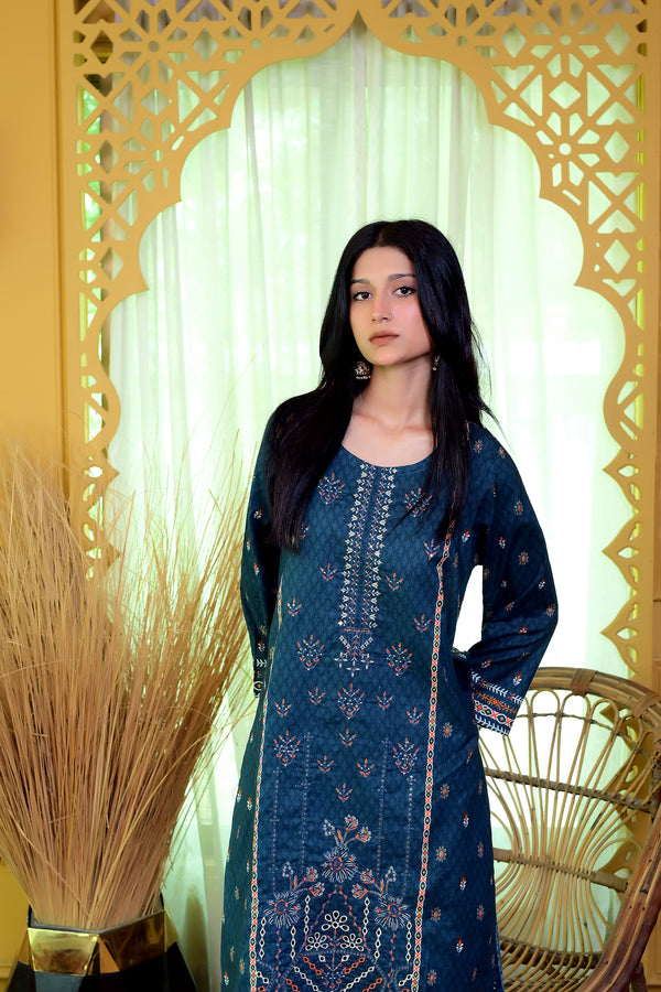 Embiodery Stitched Kurta Dupatta Trouser-0005