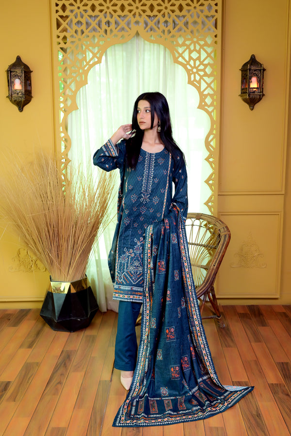 Embiodery Stitched Kurta Dupatta Trouser-0005