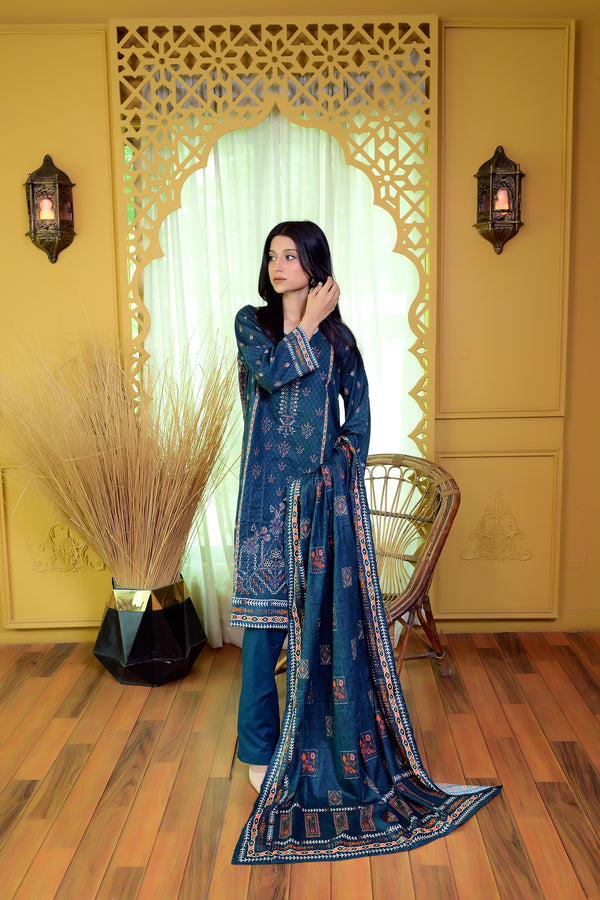 Embiodery Stitched Kurta Dupatta Trouser-0005