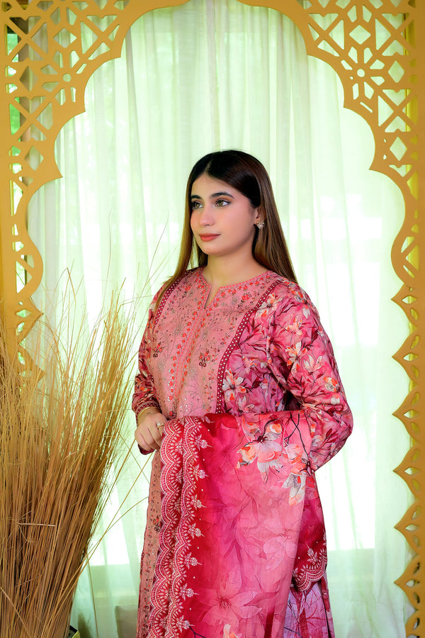 Embiodery Stitched Kurta Dupatta Trouser-0006
