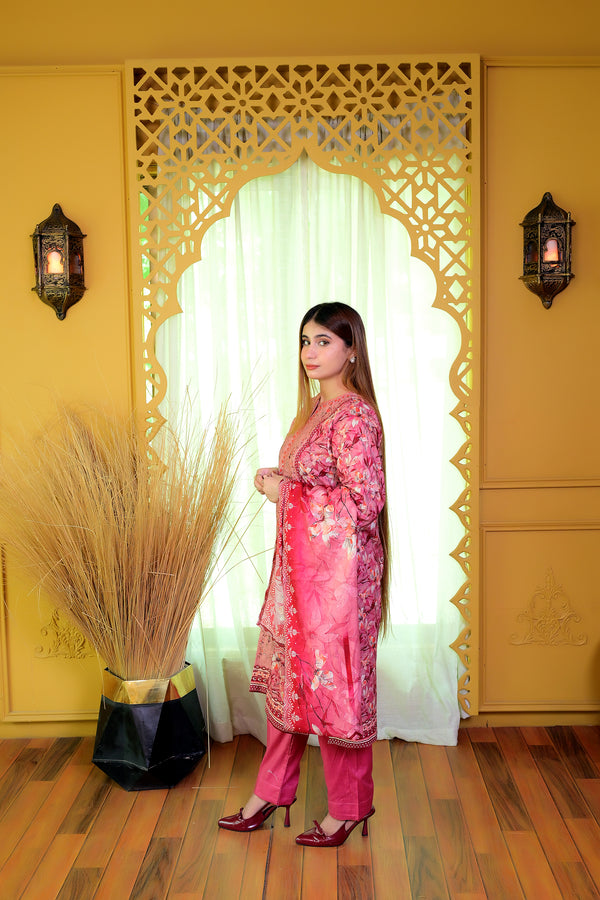 Embiodery Stitched Kurta Dupatta Trouser-0006