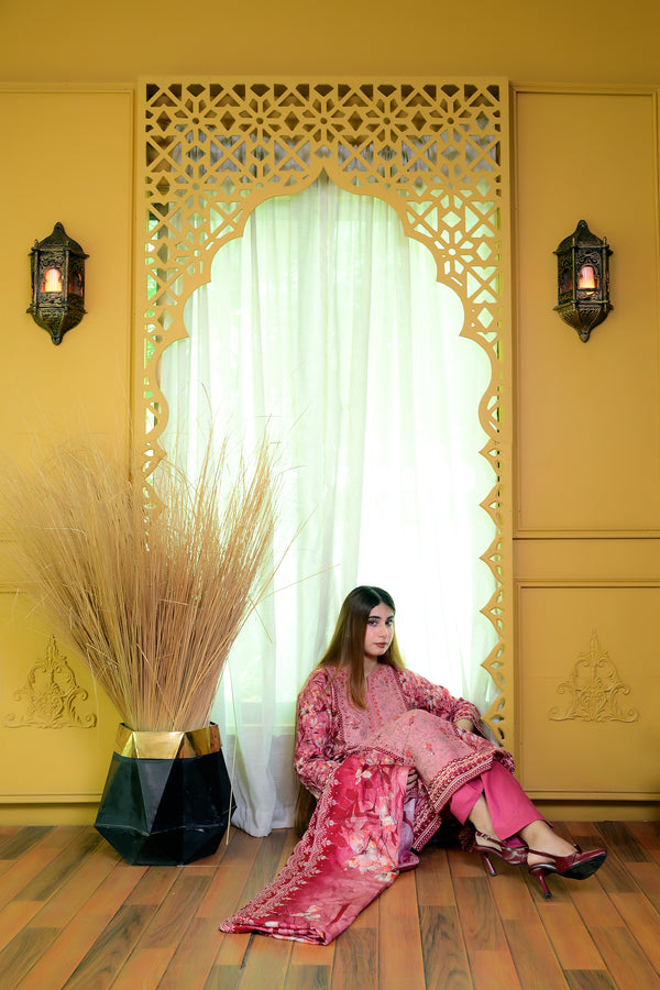 Embiodery Stitched Kurta Dupatta Trouser-0006