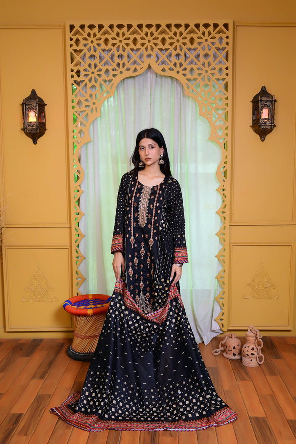 Embiodery Stitched Kurta Dupatta Trouser-0024