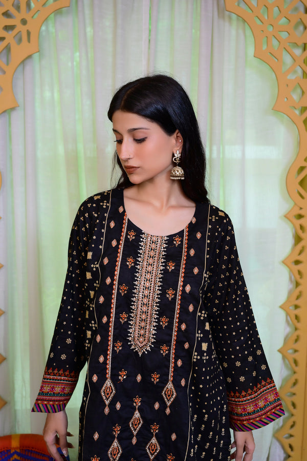 Embiodery Stitched Kurta Dupatta Trouser-0024