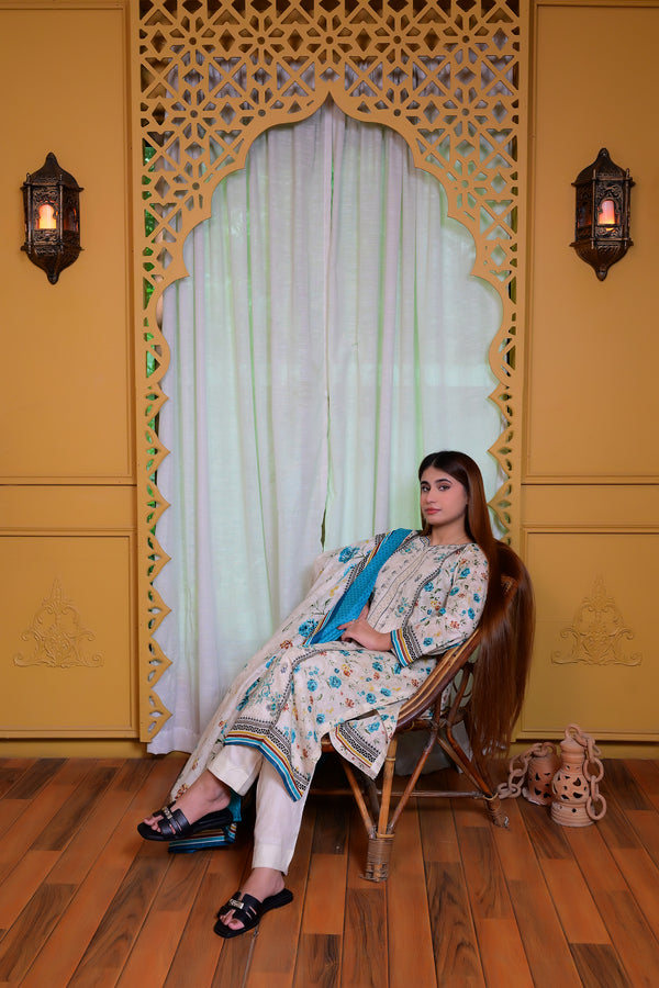 Embiodery Stitched Kurta Dupatta Trouser-0021