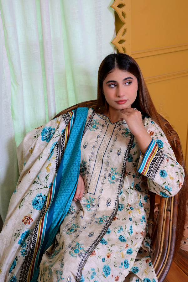 Embiodery Stitched Kurta Dupatta Trouser-0021
