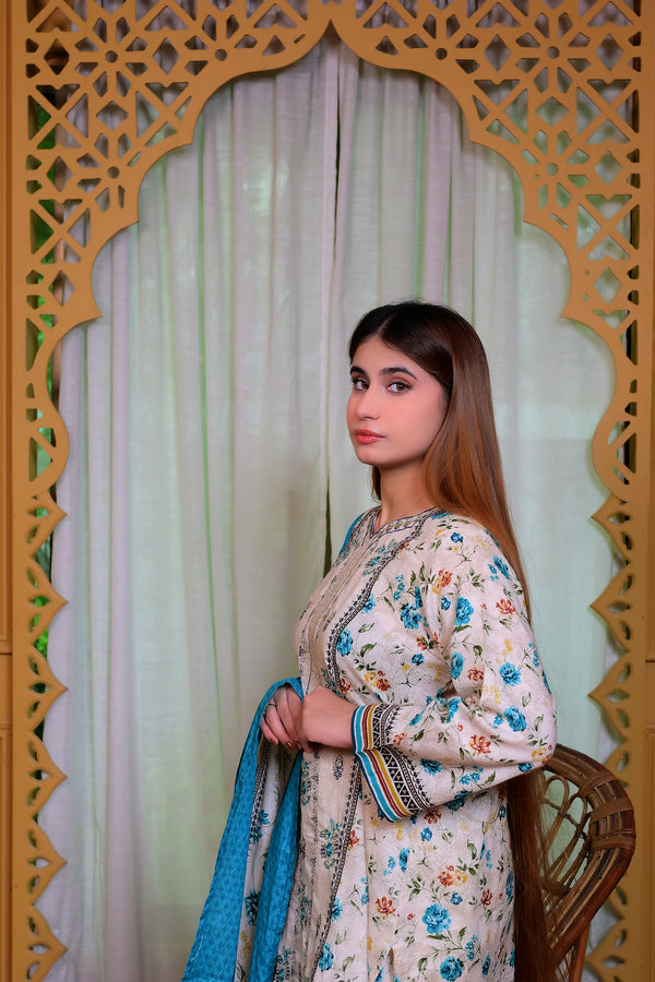 Embiodery Stitched Kurta Dupatta Trouser-0021